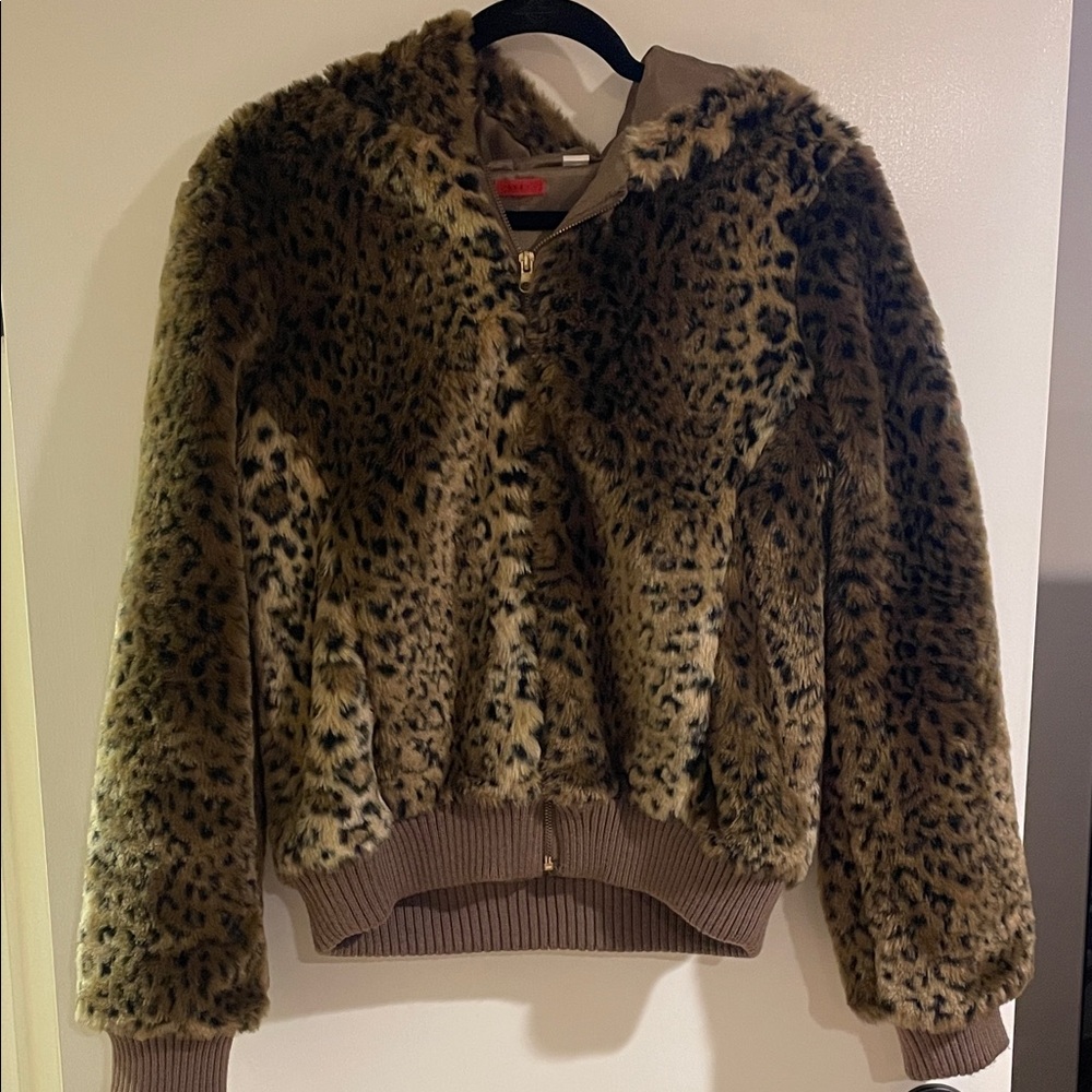 Cozy Hooded Leopard Print Faux Fur Women's Jacket